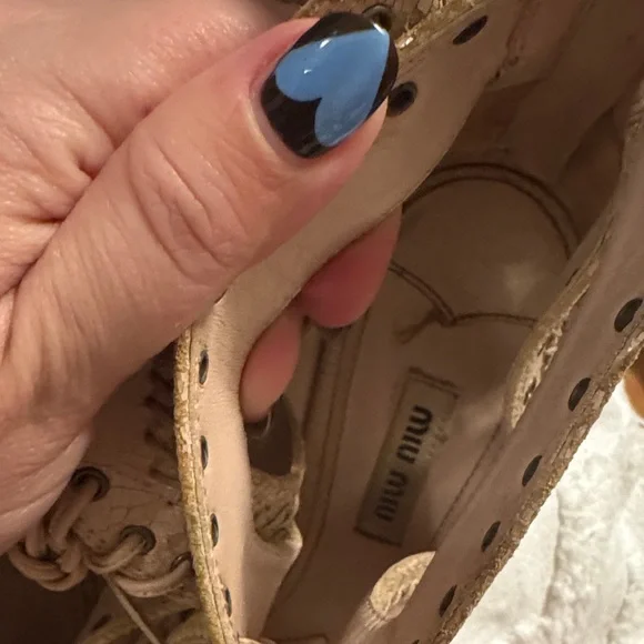 Miu Miu Tan/Pink Distressed Cutout Heels - Picture 5 of 14